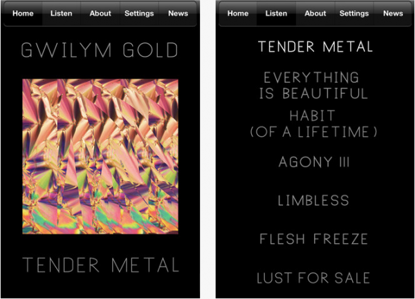 Music App: Reinventing Recorded Music with Tender Metal