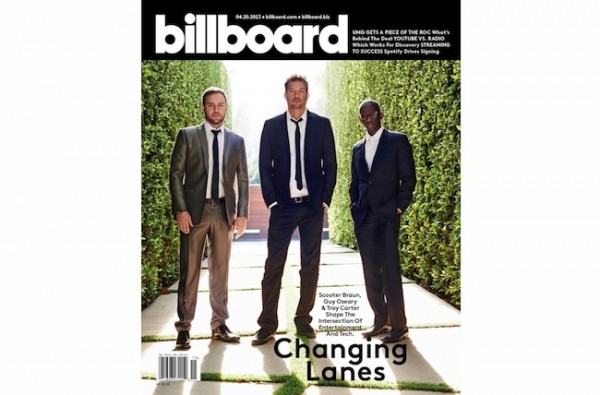 Guy Oseary, Scooter Braun and Troy Carter on cover of Billboard
