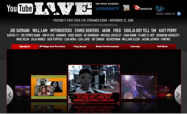 Online promotion for YouTube Live, 2008